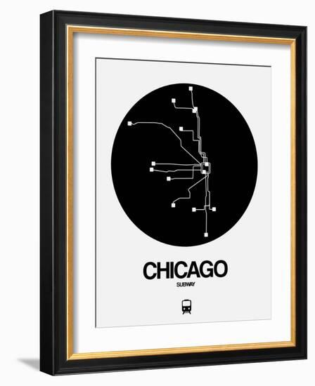 Chicago Black Subway Map-NaxArt-Framed Art Print