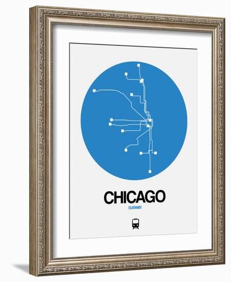 Chicago Blue Subway Map-NaxArt-Framed Art Print