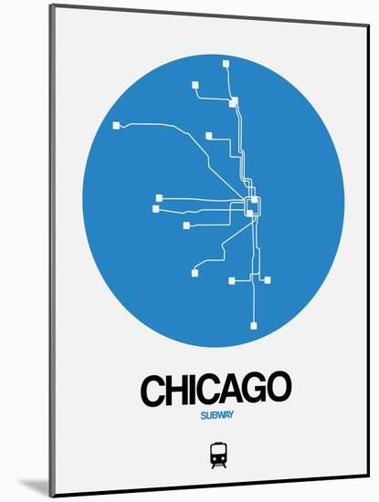 Chicago Blue Subway Map-NaxArt-Mounted Art Print