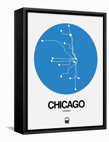 Chicago Blue Subway Map-NaxArt-Framed Stretched Canvas