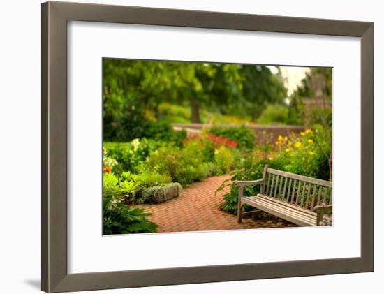 Chicago Botanic Garden Bench-Steve Gadomski-Framed Photographic Print