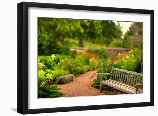 Chicago Botanic Garden Bench-Steve Gadomski-Framed Photographic Print