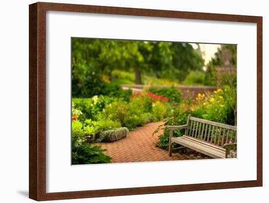 Chicago Botanic Garden Bench-Steve Gadomski-Framed Photographic Print