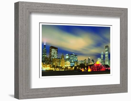 Chicago Buckingham Fountain at  night-Patrick  J. Warneka-Framed Photographic Print