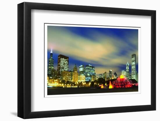 Chicago Buckingham Fountain at  night-Patrick  J. Warneka-Framed Photographic Print