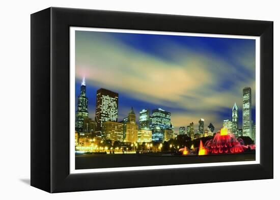 Chicago Buckingham Fountain at  night-Patrick  J. Warneka-Framed Premier Image Canvas