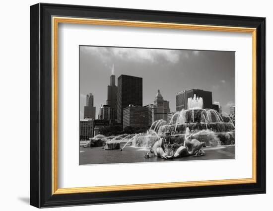 Chicago Buckingham Fountain IIn Black And White-Patrick Warneka-Framed Photographic Print