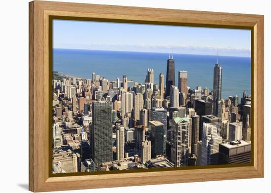 Chicago City Skyline and Lake Michigan, Chicago, Illinois, United States of America, North America-Amanda Hall-Framed Premier Image Canvas