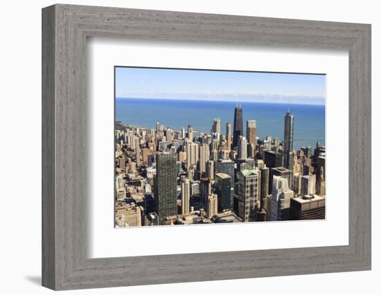 Chicago City Skyline and Lake Michigan, Chicago, Illinois, United States of America, North America-Amanda Hall-Framed Photographic Print