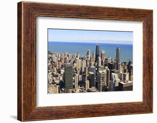 Chicago City Skyline and Lake Michigan, Chicago, Illinois, United States of America, North America-Amanda Hall-Framed Photographic Print