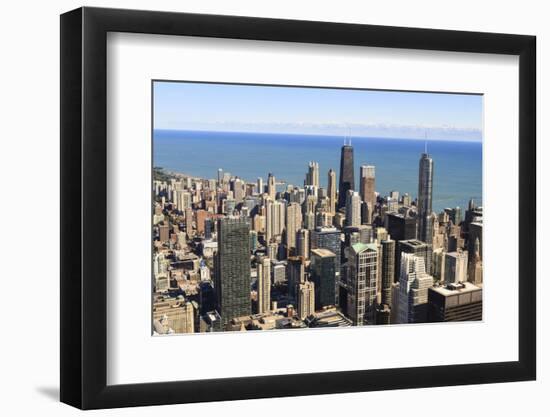 Chicago City Skyline and Lake Michigan, Chicago, Illinois, United States of America, North America-Amanda Hall-Framed Photographic Print