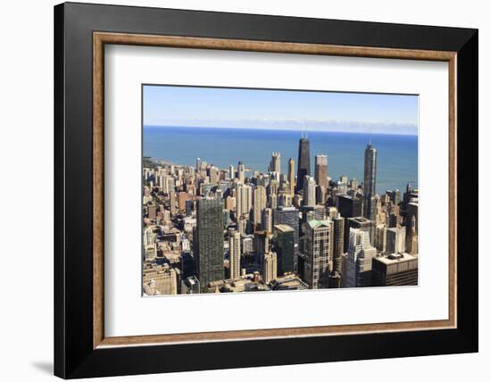 Chicago City Skyline and Lake Michigan, Chicago, Illinois, United States of America, North America-Amanda Hall-Framed Photographic Print