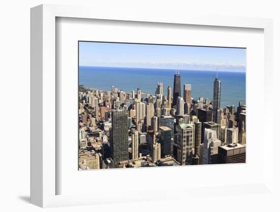 Chicago City Skyline and Lake Michigan, Chicago, Illinois, United States of America, North America-Amanda Hall-Framed Photographic Print