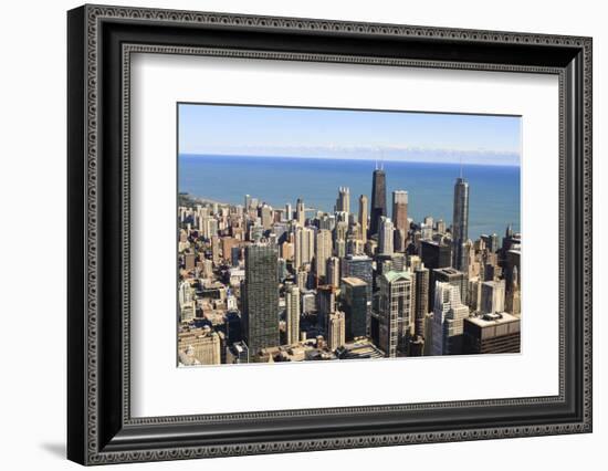 Chicago City Skyline and Lake Michigan, Chicago, Illinois, United States of America, North America-Amanda Hall-Framed Photographic Print