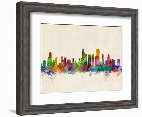 Chicago City Skyline-Michael Tompsett-Framed Art Print