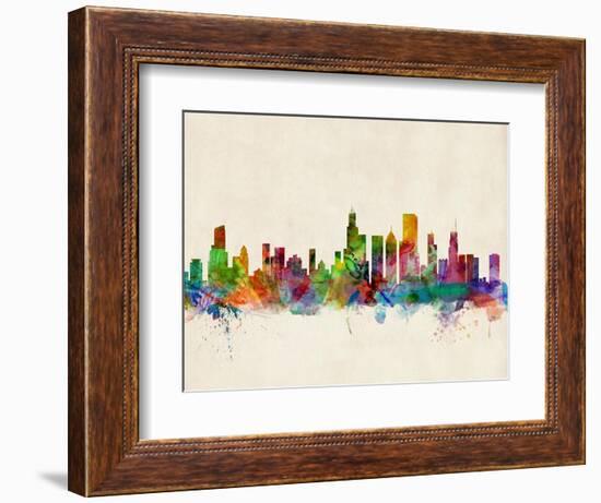 Chicago City Skyline-Michael Tompsett-Framed Art Print