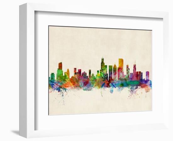 Chicago City Skyline-Michael Tompsett-Framed Art Print