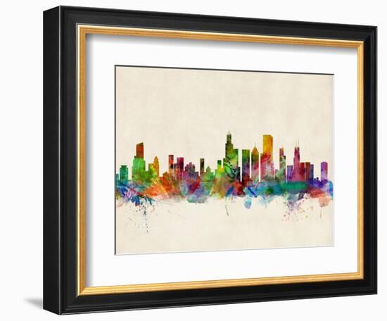 Chicago City Skyline-Michael Tompsett-Framed Art Print