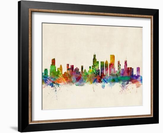 Chicago City Skyline-Michael Tompsett-Framed Art Print