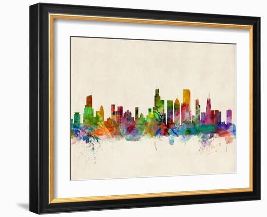 Chicago City Skyline-Michael Tompsett-Framed Art Print