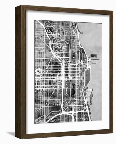 Chicago City Street Map-Tompsett Michael-Framed Art Print