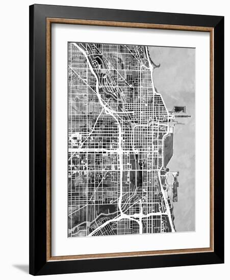 Chicago City Street Map-Tompsett Michael-Framed Art Print