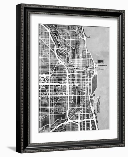 Chicago City Street Map-Tompsett Michael-Framed Art Print