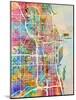 Chicago City Street Map-Michael Tompsett-Mounted Art Print