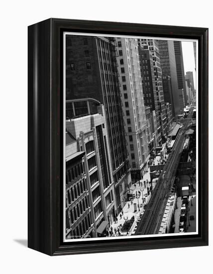 Chicago city street-Patrick  J. Warneka-Framed Premier Image Canvas