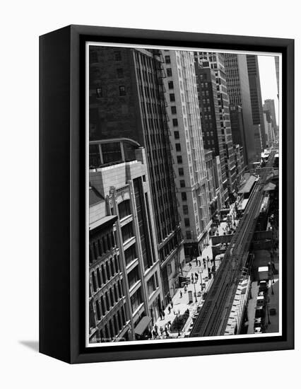 Chicago city street-Patrick  J. Warneka-Framed Premier Image Canvas