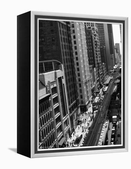 Chicago city street-Patrick  J. Warneka-Framed Premier Image Canvas