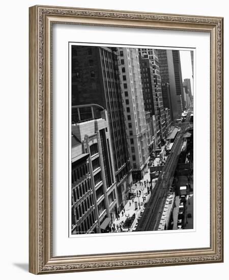 Chicago city street-Patrick  J. Warneka-Framed Photographic Print