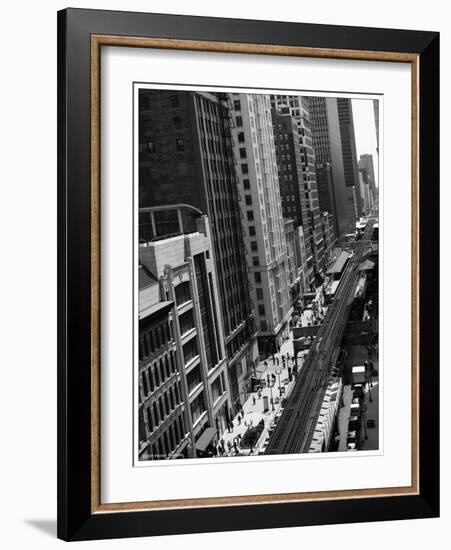 Chicago city street-Patrick  J. Warneka-Framed Photographic Print