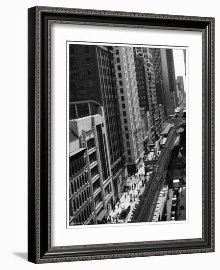 Chicago city street-Patrick  J. Warneka-Framed Photographic Print