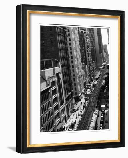 Chicago city street-Patrick  J. Warneka-Framed Photographic Print