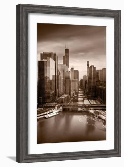 Chicago City View Afternoon BW-Steve Gadomski-Framed Photographic Print