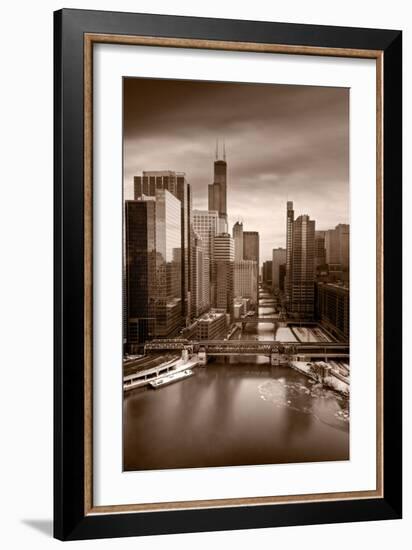 Chicago City View Afternoon BW-Steve Gadomski-Framed Photographic Print