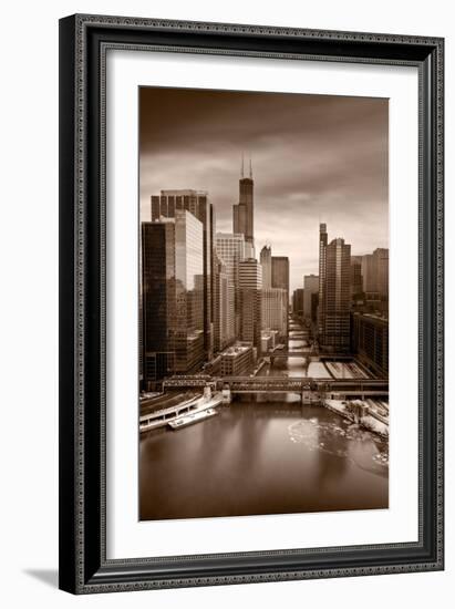 Chicago City View Afternoon BW-Steve Gadomski-Framed Photographic Print