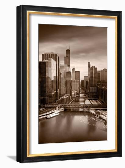 Chicago City View Afternoon BW-Steve Gadomski-Framed Photographic Print