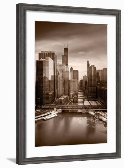 Chicago City View Afternoon BW-Steve Gadomski-Framed Photographic Print