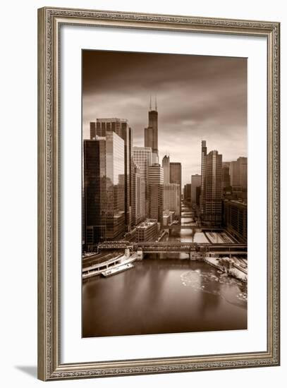 Chicago City View Afternoon BW-Steve Gadomski-Framed Photographic Print