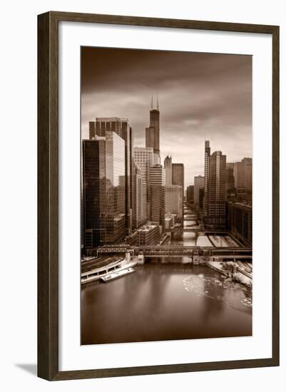 Chicago City View Afternoon BW-Steve Gadomski-Framed Photographic Print