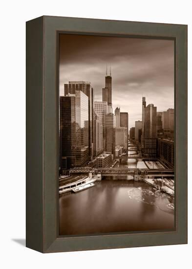 Chicago City View Afternoon BW-Steve Gadomski-Framed Premier Image Canvas