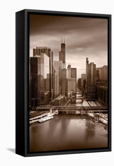 Chicago City View Afternoon BW-Steve Gadomski-Framed Premier Image Canvas