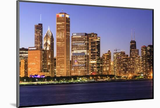 Chicago Cityscape at Dusk Viewed from Lake Michigan, Chicago, Illinois, United States of America-Amanda Hall-Mounted Photographic Print