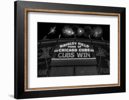 Chicago Cubs Win Fireworks Night BW-Steve Gadomski-Framed Photographic Print