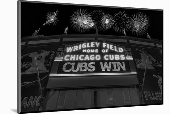 Chicago Cubs Win Fireworks Night BW-Steve Gadomski-Mounted Photographic Print