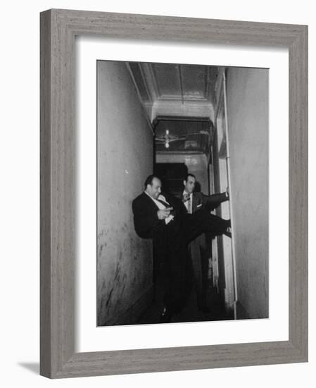 Chicago Detectives Forcing their Way in the Door of Suspicious Room-null-Framed Photographic Print