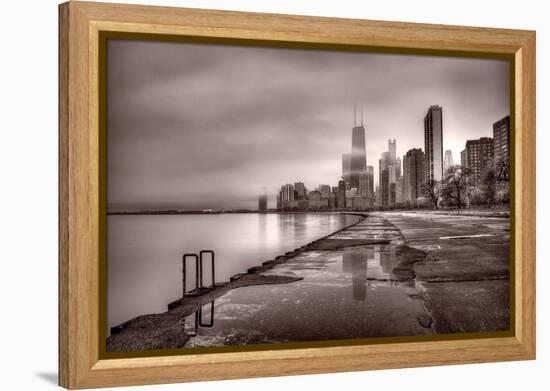 Chicago Foggy Lakefront BW-Steve Gadomski-Framed Premier Image Canvas