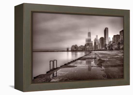 Chicago Foggy Lakefront BW-Steve Gadomski-Framed Premier Image Canvas